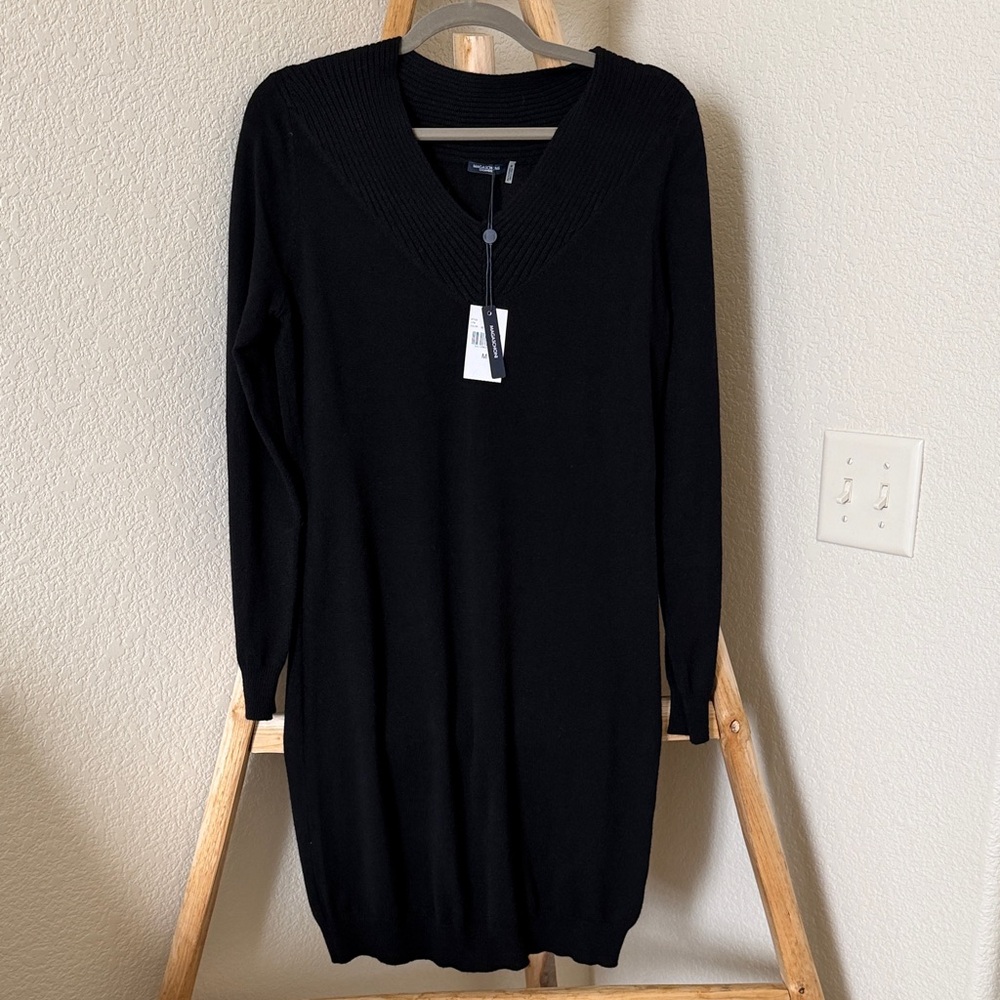 NWT Magaschoni Elegant Black Cashmere Long Sleeve Dress